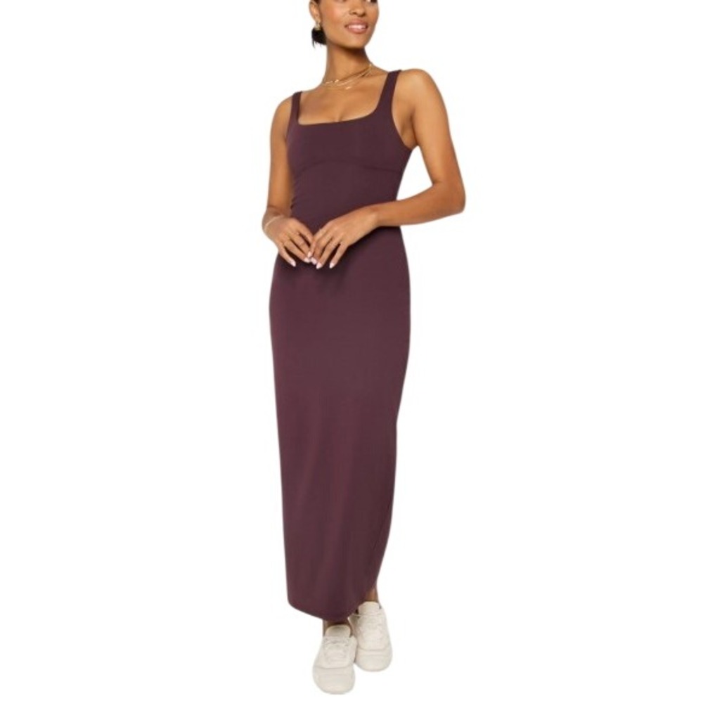Fabletics Pure Luxe Maxi Dress Oxblood Burgundy Cutout Back Large L Bodycon - Picture 2 of 3